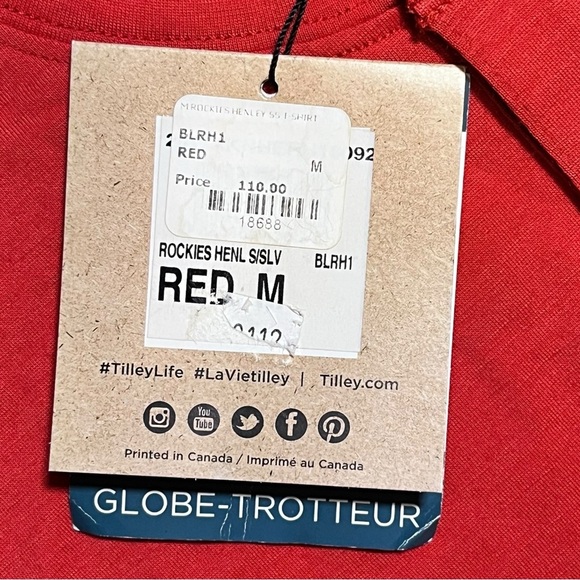 Tilley Wanderer Collection Shirt Rockies Henley Short Sleeve Red Size Med BLRH1 - Picture 11 of 11